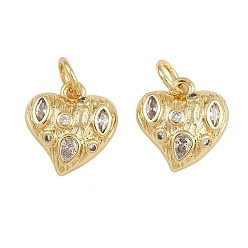 Настоящее золото 18K Латунные микро проложить кубического циркония подвески, с целью перехода в кольце, сердце прелести, стойки покрытие, долговечный, без свинца и без кадмия, реальный 18 k позолоченный, 11x11x3 мм, отверстие : 3 мм