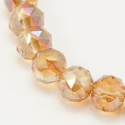 Шоколадный Стеклянные бусины с гальваническим покрытием , с полным покрытием блестки, граненые, круглые, цвет шоколада, 8 мм, отверстие : 1 мм