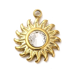 Солнце 301 подвески из нержавеющей стали, со стразами, золотые, солнце, 15x12.5x4 мм, отверстие : 1.5 мм