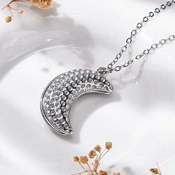 Нержавеющая Сталь Цвет 304 Женские ожерелья с подвеской в виде луны из нержавеющей стали, с пластиковой жемчужиной внутри, цвет нержавеющей стали, 15.75 дюйм (40 см)