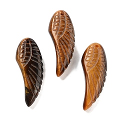 Тигровый глаз Природных тигровый глаз подвески, резные подвески в виде крыльев, 40~40.5x14.5~16x7.5~8.5 мм, отверстие : 1.4~1.5 мм