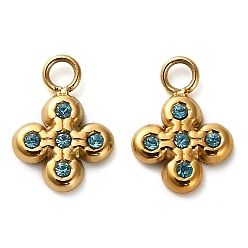 Cross 304 подвески из нержавеющей стали, со стразами, золотые, крестик, 10.5x8x1.5 мм, отверстие : 1.8 мм