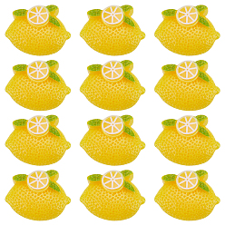 Gold 80Pcs Opaque Resin Cabochons, Imitation Food, Lemon, Gold, 15x20x6mm