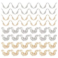 Золотой & Цвет Нержавеющей Стали 600шт 2 цвета 304 наконечники бусин из нержавеющей стали, Калотте заканчивается, крышка раскладушки, золотые и нержавеющая сталь цвет, 8x4 мм, отверстие : 1.2 мм, внутренний диаметр: 3 мм, 300 шт / цвет