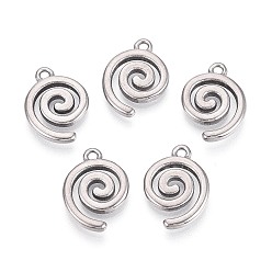 Нержавеющая Сталь Цвет 304 подвески из нержавеющей стали, завиток-амулет, цвет нержавеющей стали, 17.5x13x2 мм, отверстие : 1.6 мм