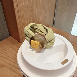 Бледно-Золотистый Связей ткани волос, аксессуары для волос для женщин и девочек, плоские круглые с медведем, бледно золотарник, 140 мм