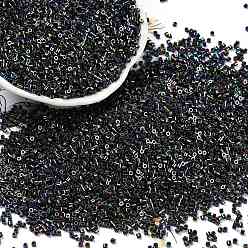 Разноцветный Гальванизируйте стеклянных шариков семени, Ирис, цилиндр, красочный, 1.6x1.3 мм, отверстие : 0.8 мм, Около 60000 шт / фунт