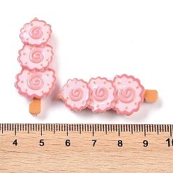 Pink Opaque Resin Imitation Food Decoden Cabochons, Skewers, Pink, 39x15.5x7.5mm