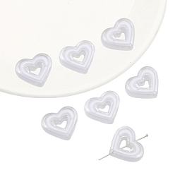 Белый 5 шт прозрачные акриловые бусины, бусина в бусине, сердце, белые, 20x23 мм