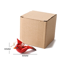 Красный Стекло подвесные украшения, с джутовой веревкой, птица, красные, Кулон : 60x90 мм