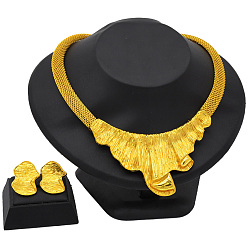 Золотой Комплекты из ожерелий и сережек-гвоздиков из сплава, золотые, ожерелья: 500 мм; серьга: 30мм