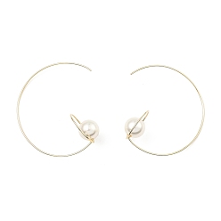 Настоящее золото 18K Покрытие стойки 925 серьги с подвесками из стерлингового серебра, с жемчугом из ракушек из бисера, реальный 18 k позолоченный, 55x21.5 мм