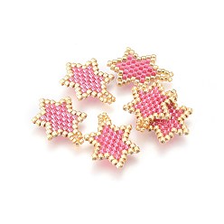 Pearl Pink MIYUKI & TOHO Handmade Japanese Seed Beads Pendants, Loom Pattern, Hexagram, Pearl Pink, 19~20x13.5~14.5x1.7mm, Hole: 2mm