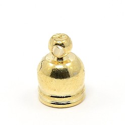 Light Gold Brass Cord Ends, Column, Light Gold, 9x7mm, Hole: 1mm, Inner Diameter: 6mm