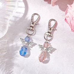 Васильковый 2шт. ангел стеклянные бусины подвеска украшение, Поворотные застежки из сплава, подвески для украшений сумок, васильковый, 60 мм