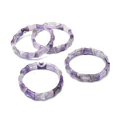 Amethyst Natural Amethyst Rectangle Beaded Stretch Bracelet, Gemstone Jewelry for Women, Inner Diameter: 2-1/8~2-1/4 inch(5.5~5.7cm)