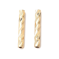 Настоящее золото 18K Латунные бусины, без кадмия, без никеля и без свинца, текстурированная трубка, реальный 18 k позолоченный, 10x1.5 мм, отверстие : 0.8 мм