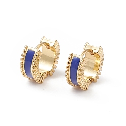 Blau Creolen mit Emaille, langlebig überzogen, goldener messingschmuck für damen, Cadmiumfrei und Nickel frei und Bleifrei, Blau, 10x11.5x5 mm, Stift: 0.8 mm