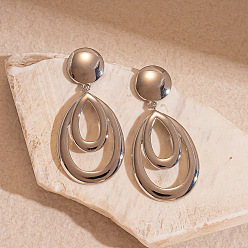 Платина Сплав мотаться серьги стержня, полая слеза, платина, 72x35 мм