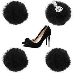 Черный 4шт. пряжки для обуви из шерстяных помпонов, съемное украшение для обуви, чёрные, 40 мм