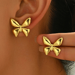 Золотой Милые 201 серьги-гвоздики из нержавеющей стали с бантом, золотые, 20x20 мм