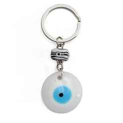 Белый Пластиковые брелки, плоские круглые с сглаза, белые, 8.5x3 см