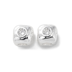 Прозрачный Латунные микро проложить кубического циркония бусы, без кадмия, без никеля и без свинца, квадратный, прозрачные, 4.5x4.5x4.5 мм, отверстие : 2 мм