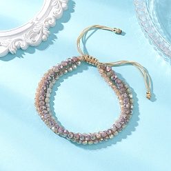 Разноцветный Браслеты из многорядных бусин, имитирующих нефрит, с гальваническим покрытием, плетеные браслеты из бисера для женщин, круглые, красочный, внутренний диаметр: 2.17~3.54 дюйм (5.5~9 см)