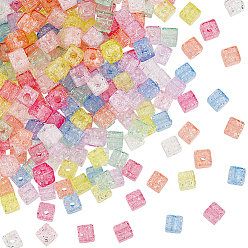 (52) Непрозрачная лаванда 400шт. прозрачные акриловые бусины с эффектом кракелюра, кубические, разноцветные, 7.5x7.5x7.5 мм, отверстие : 2 мм