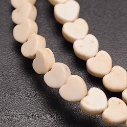 Фора Окрашенные синтетическое бирюзовый сердце шарик прядь, оранжевые, 5x6x3 мм, отверстие : 1 мм, около 79 шт / нитка, 15.7 дюйм