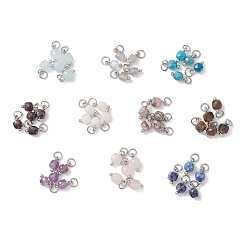 Нержавеющая Сталь Цвет 50 шт. 10 Цвета: натуральный смешанный камень, граненые кубические подвески, 304 фурнитура из нержавеющей стали, цвет нержавеющей стали, 9x5x5 мм, кольца прыжок: 4x5.5 мм, 3 мм внутренним диаметром, 5 шт / цвет