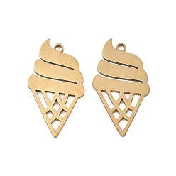 Золотой 201 подвески из нержавеющей стали, очарование мороженого, золотые, 25.5x14x1 мм, отверстие : 1.4 мм