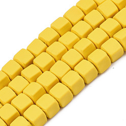 Gold Handmade Polymer Clay Beads Strands, Cube, Gold, 5x5x5mm, Hole: 1.8mm, about 86~88pcs/strand, 15.35 inch~16.34 inch(39~41.5cm)