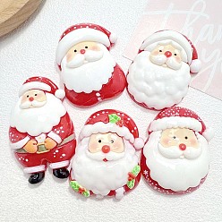Красный Кабошоны из непрозрачной рождественской смолы, Дед Мороз, красные, 43~51.5x31~35x13.5~14 мм