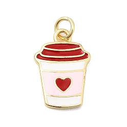 Золотой Латунные подвески, чашка с подвесками в виде сердца, с эмалью, с целью перехода в кольце, золотые, 17x12x2 мм, отверстие : 3.2 мм