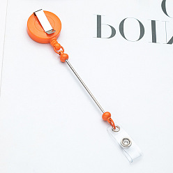 Оранжевый Катушки для бейджей из железа и пластика, выдвижные держатели бейджей, плоско-круглые, оранжевые, 166x32 мм