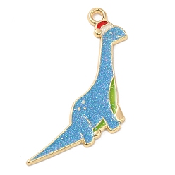 Dinosaur Рождественские эмали сплава подвески, долговечный, с блеском порошок, без кадмия, без никеля и без свинца, золотые, динозавр, 27x32x1.3 мм, отверстие : 1.8 мм