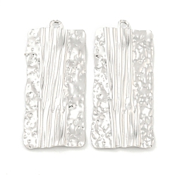 Нержавеющая Сталь Цвет Не тускнеющие 304 подвески из нержавеющей стали, прямоугольный шарм, , цвет нержавеющей стали, 49x21x2 мм, отверстие : 2 мм