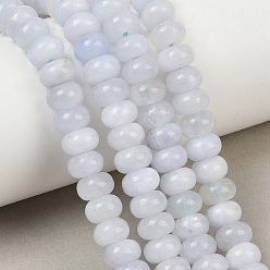 Light Sky Blue 2 Strands Natural White Jade Beads Strands, Dyed, Rondelle, Light Sky Blue, 8x5mm, Hole: 1mm, about 74pcs/strand, 15.15 inch(38.5cm)