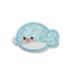 Fish Acrylic Plastic Cabochns, Blue, Fish, 17x25x1.5mm
