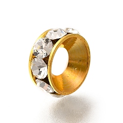 Золотистый Латунные бусины разделители для поставки стразов, без кадмия и без свинца, долговечный, стойки покрытие, кольцо, золотые, 10x4 мм, отверстие : 4 мм