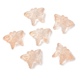 Фора Стеклянные бусины, бабочка, с золотой порошок, оранжевые, 13x17.5x3 мм, отверстие : 1.4 мм, Около 1063 шт / 1000 г