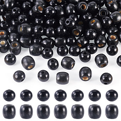 Черный 200 шт. 2 стильные крашеные бусины из натурального клена, ствол и раунд, чёрные, 16~17 мм, отверстие : 4~8 мм, 100 шт / стиль