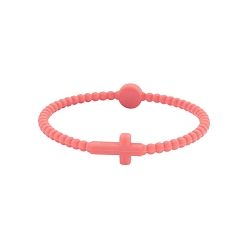 Светло-Коралловый Детские силиконовые эластичные браслеты с крестом для девочек и мальчиков, свет коралловый, 7-5/8 дюйм (19.5 см)