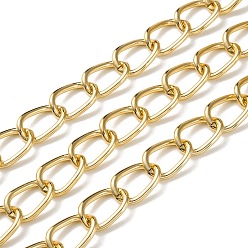 Золотой Оксидированные алюминиевые бордюрные цепи, несварные, с катушкой, золотые, 16x10.5x2 мм, около 98.43 футов (30 м) / рулон