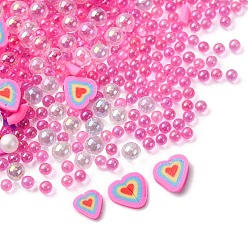 Ярко-Розовый Кабошоны из полимерной глины ручной работы и пластиковые бусины для изготовления фурнитуры для бижутерии своими руками, разнообразные, ярко-розовый, 2~8x2~7x0.5~5.5 мм