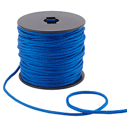 Medium Blue 50M Nylon Braided Cords, Round, Medium Blue, 3mm, about 54.68 Yards(50m)/Roll