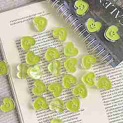 Светло-зеленый Акриловые эмалевые бусины, сердце с улыбающимся лицом, светло-зеленый, 18.2x20.6x8 мм, отверстие : 3.5 мм