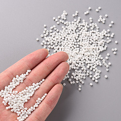 White Glass Seed Beads, Opaque Colours Seed, Small Craft Beads for DIY Jewelry Making, Round, White, 2mm, Hole:1mm, about 30000pcs/pound
