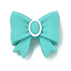 Bowknot Cuentas focales de silicona, turquesa, lazo, 26x28x13 mm, agujero: 3 mm